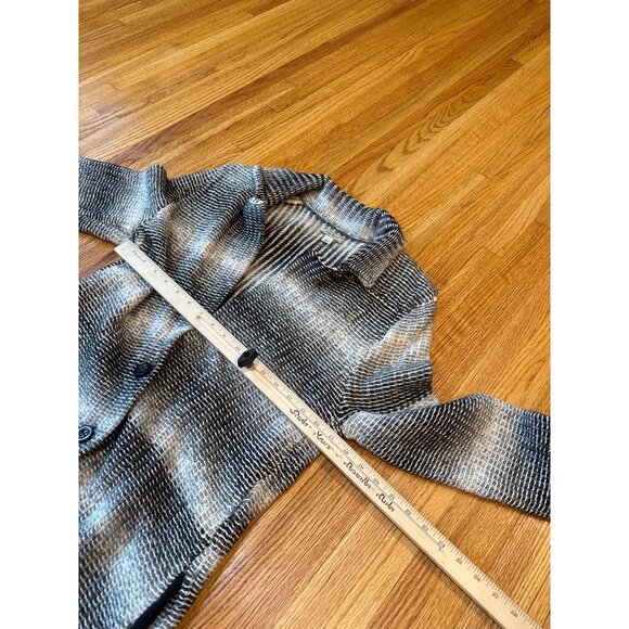 Lucky Brand Womens Longline Button Cardigan Sweater L Black & White Knit - Picture 6 of 8